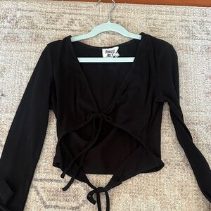 Princess Polly Black Tie-Front Crop Top